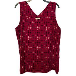 Pleione Tank Top Cross Pattern Burgundy Black Large